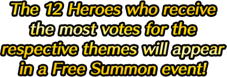 The 12 Heroes who receive the most votes for the respective themes will appear in a Free Summon event!